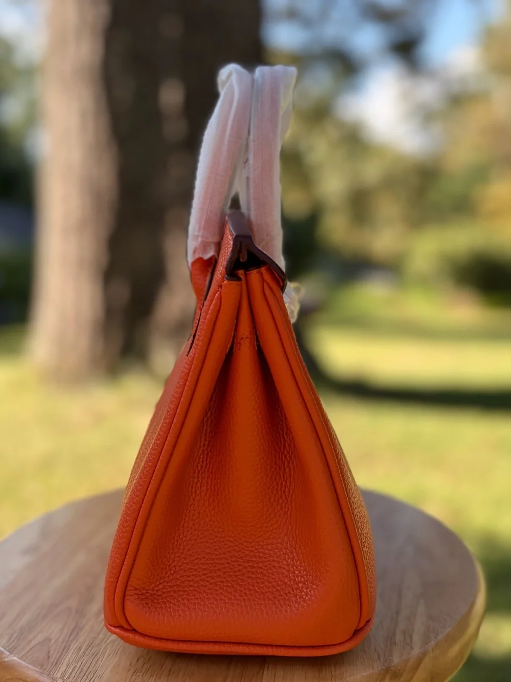 25cm Orange Real Leather Hand/Shoulder/Crossbody bag with Gold Hardware